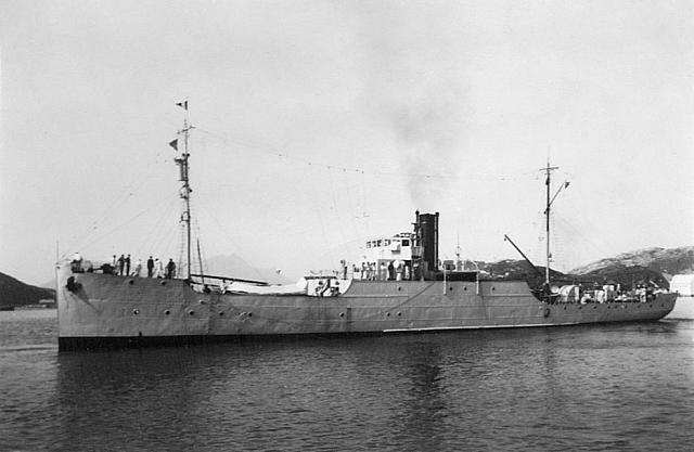 Fransk vaktbåt ved Bodø havn 1939