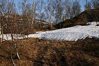 Snøskavlen ligger fortstt over stien ved Olasjytthågen