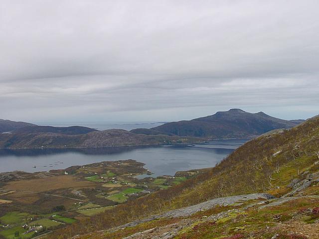 Nygårdsjøen og Telnestinden fra Skålsvikhaugen